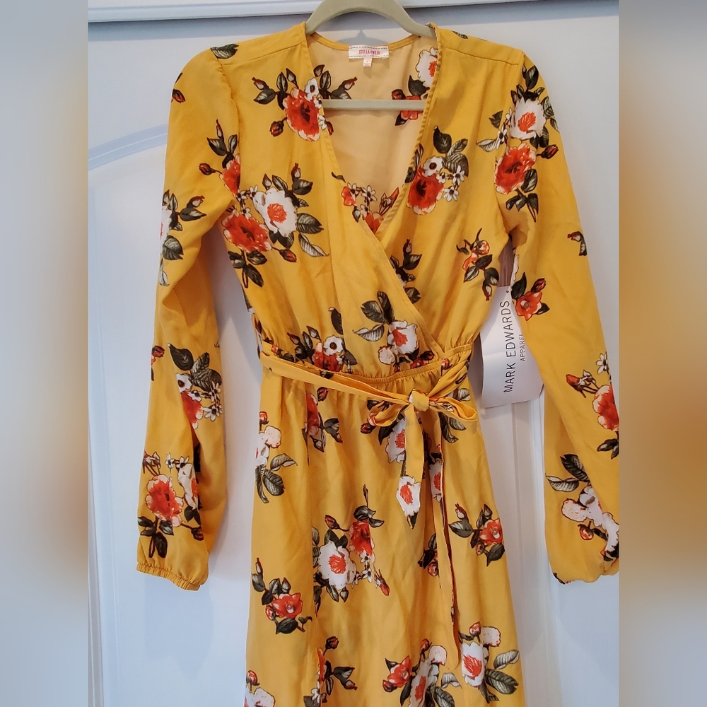 STELLA TWEED|WOMENS/JUNIORS long sleeve floor length floral dress| size juniors - Picture 2 of 10
